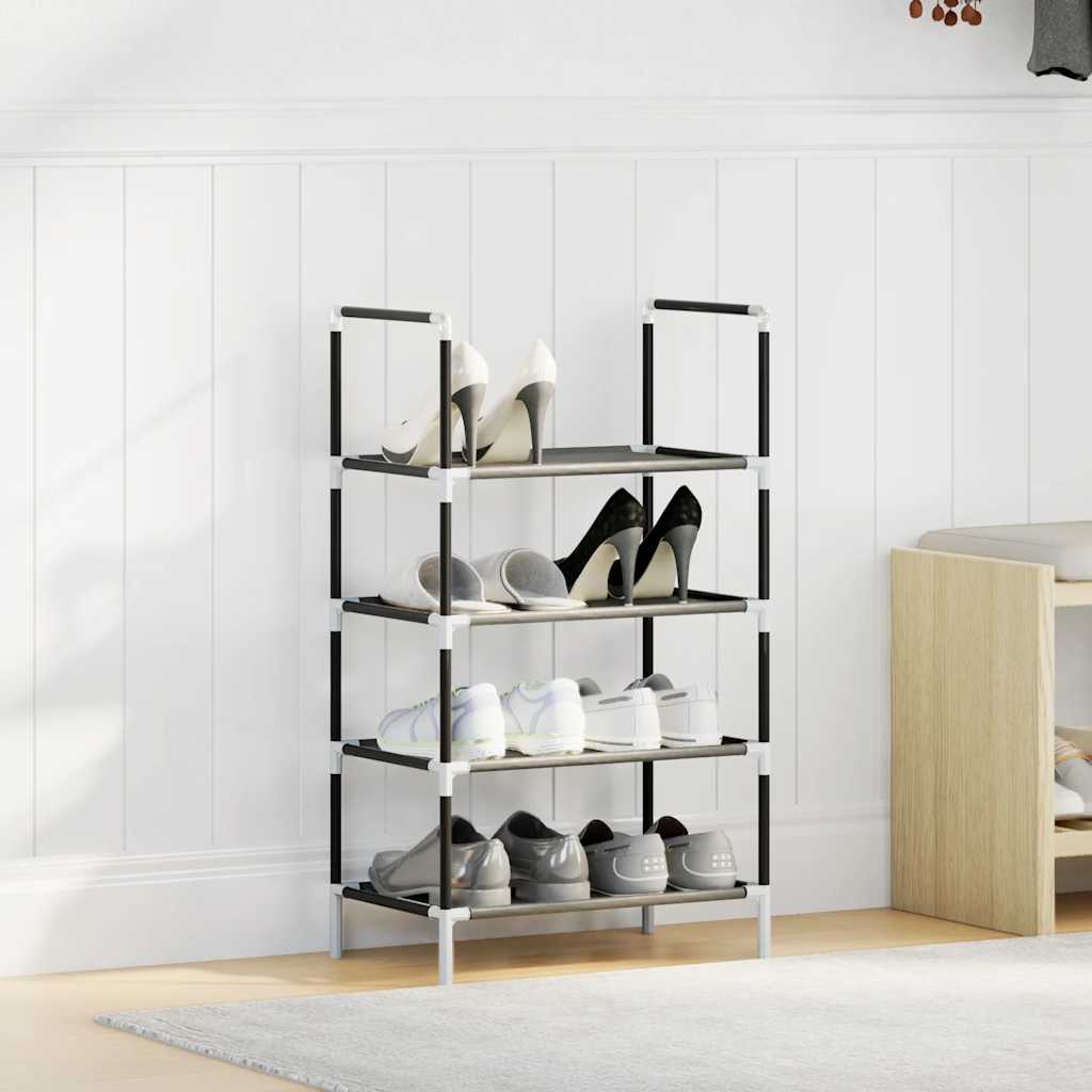 Skostativ 4-lags svart 44x28x77 cm ikke-vevd stoff