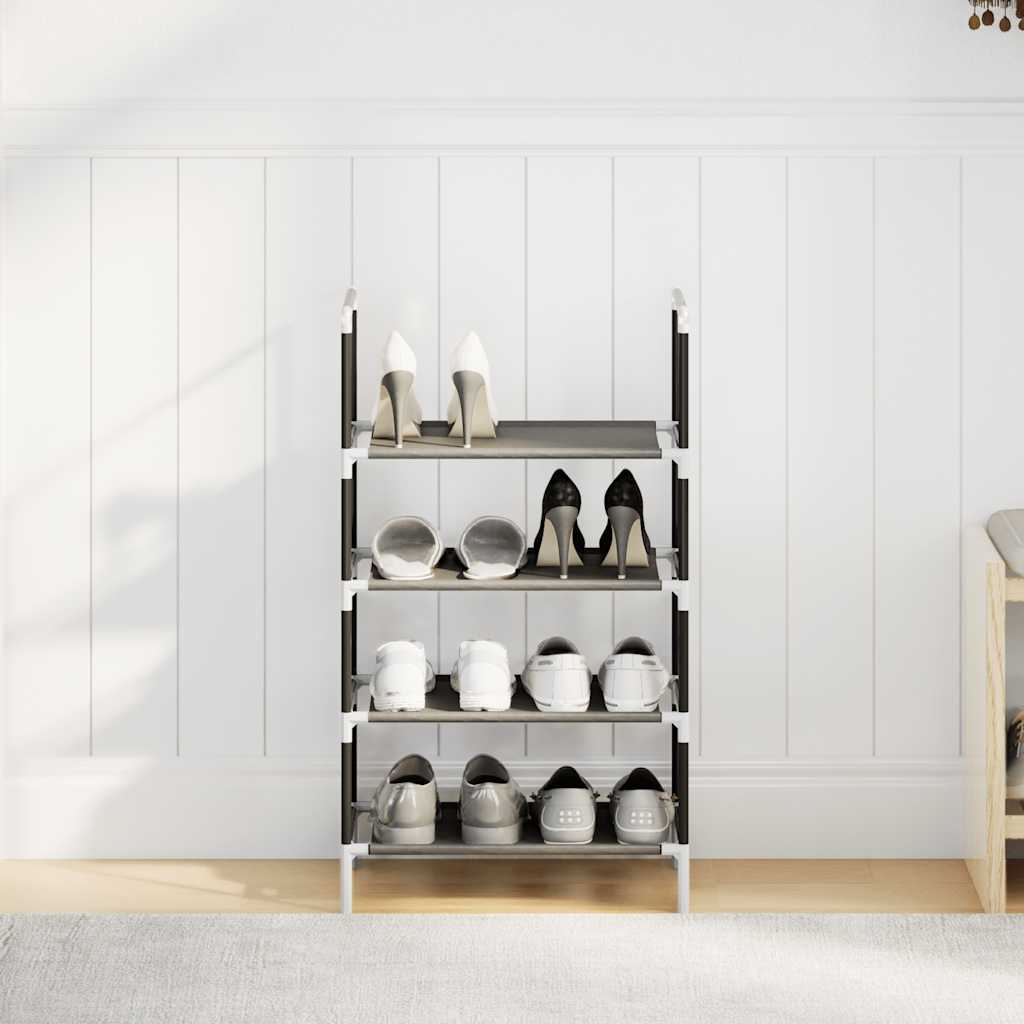 Skostativ 4-lags svart 44x28x77 cm ikke-vevd stoff