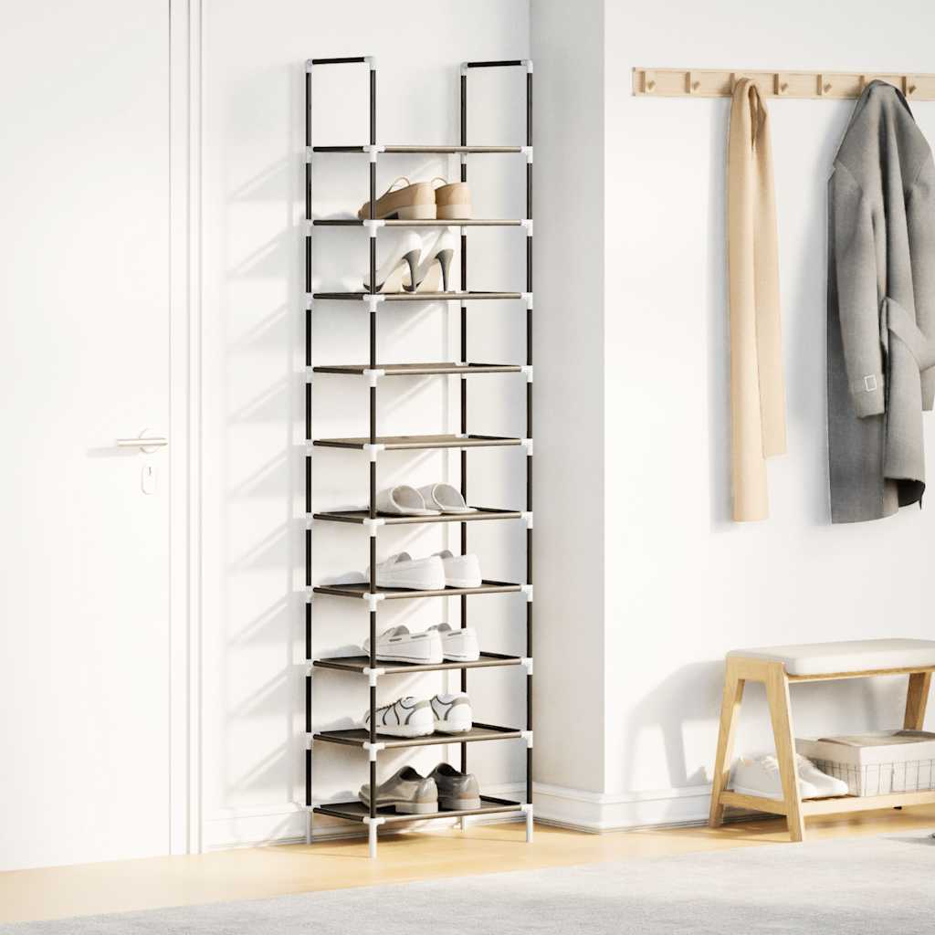 Skostativ 10-lags svart 44x28x180 cm ikke-vevd stoff