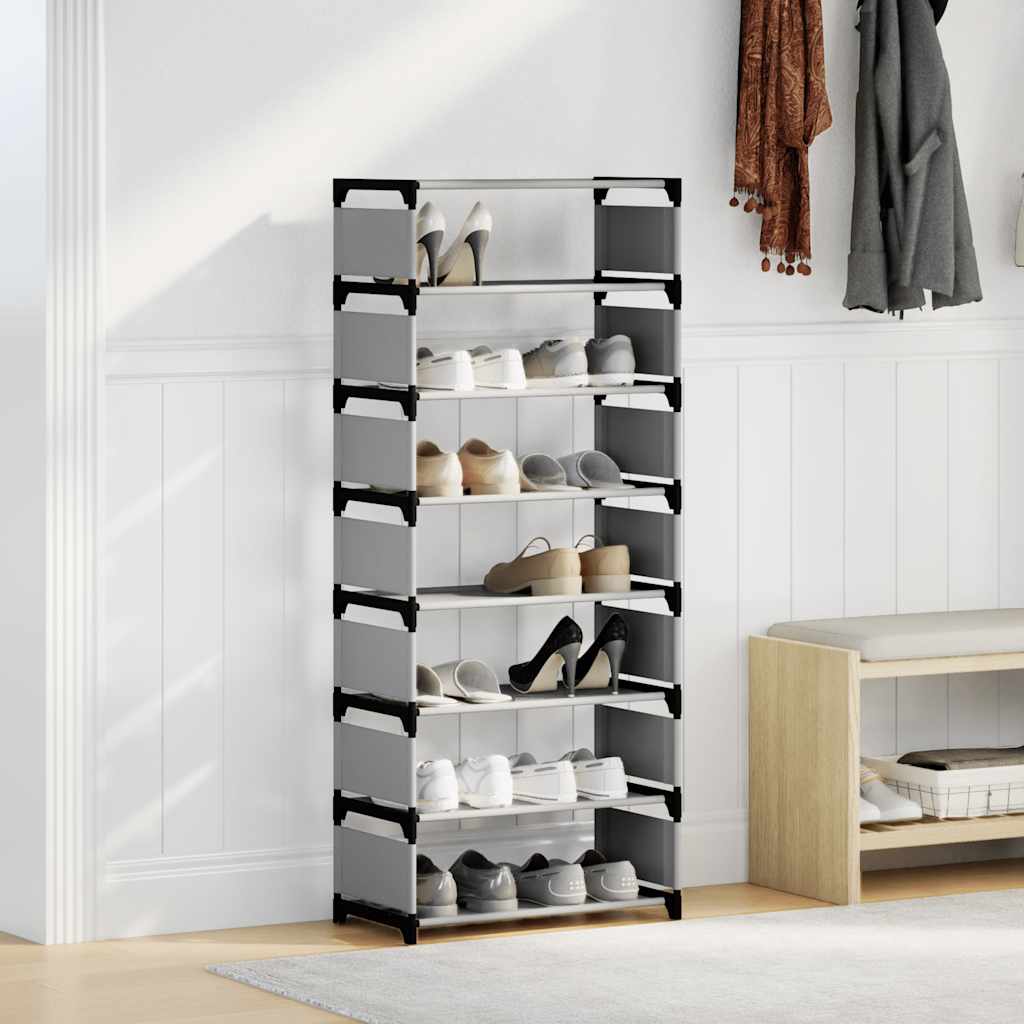 Skostativ 8-lags grå 54x28x124 cm ikke-vevd stoff
