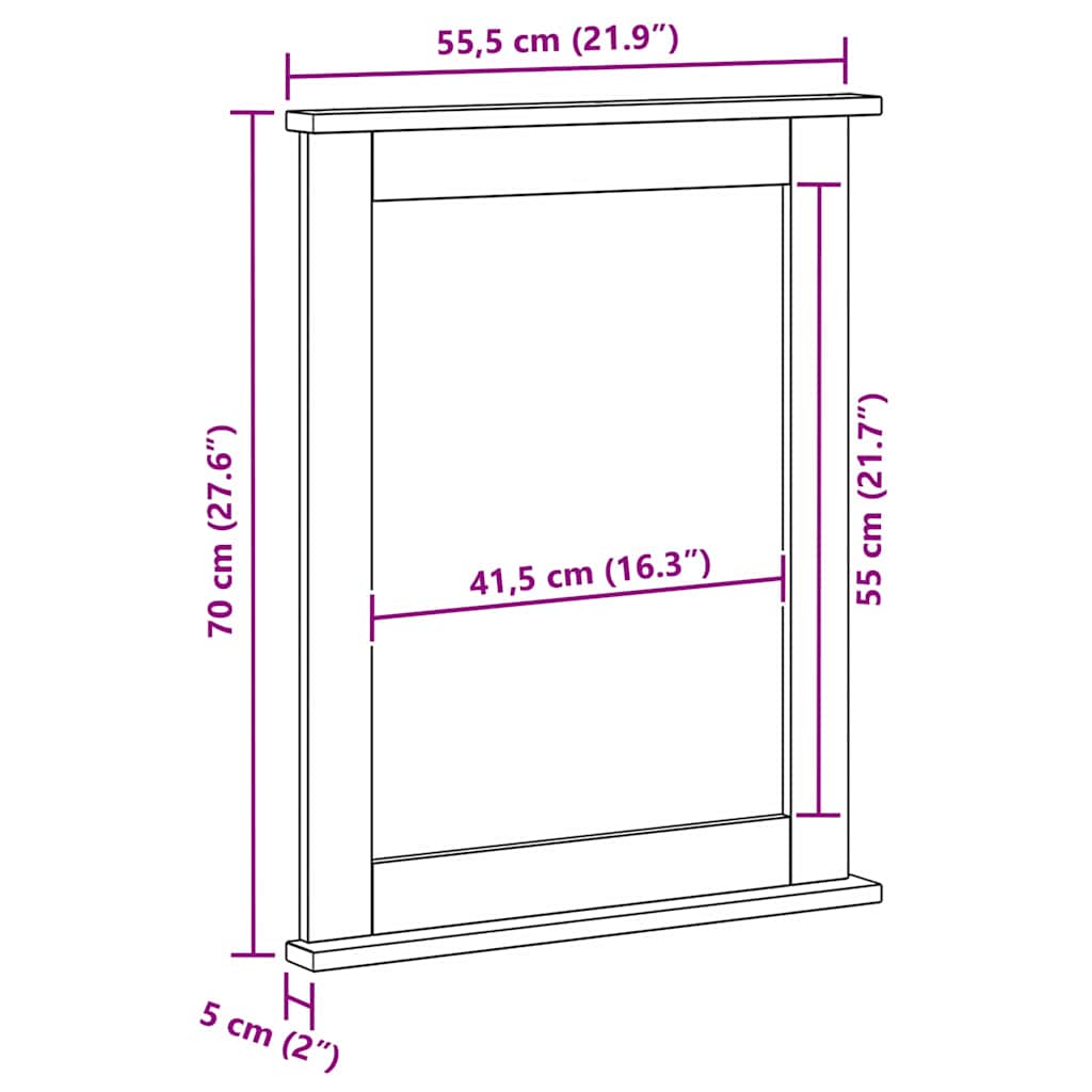 Speil med speil VIGO Honning brun 55,5 x 5 x 70 cm Heltre furu