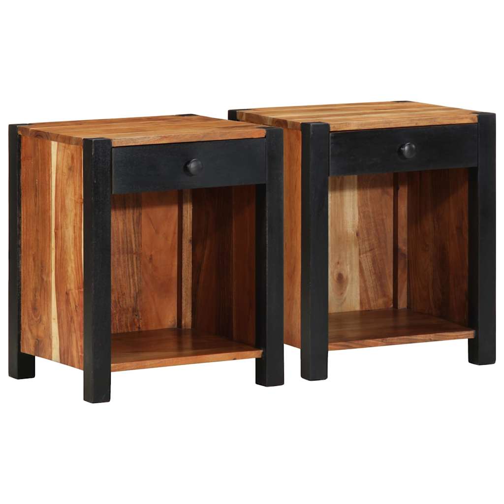 Nattbordskap 2 pcs Brun 40 x 35 x 50 cm Solid akasietre