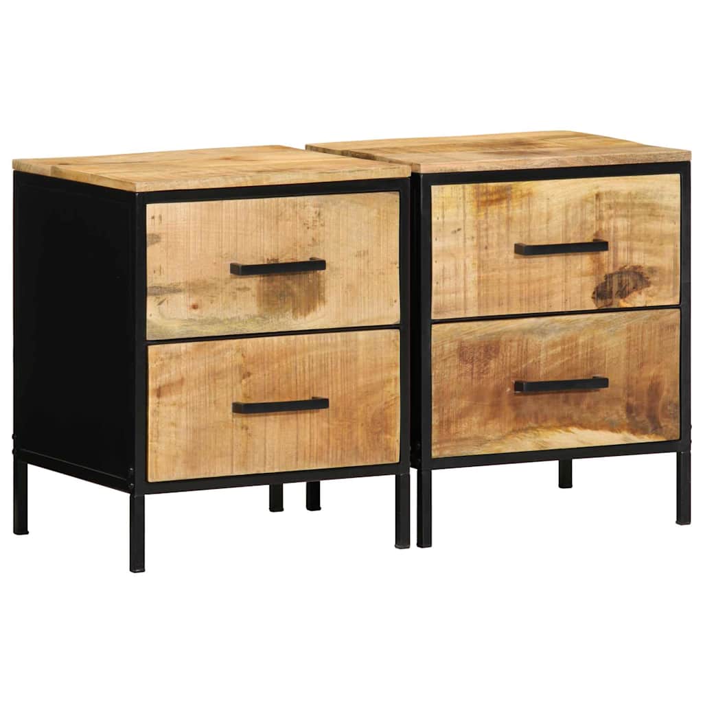 Nattbordskap med skuff 2 pcs Brun og svart 40 x 35 x 50 cm