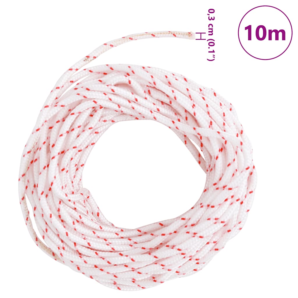 Startsnoren hvit og rød Ø3 mm 10 m nylon