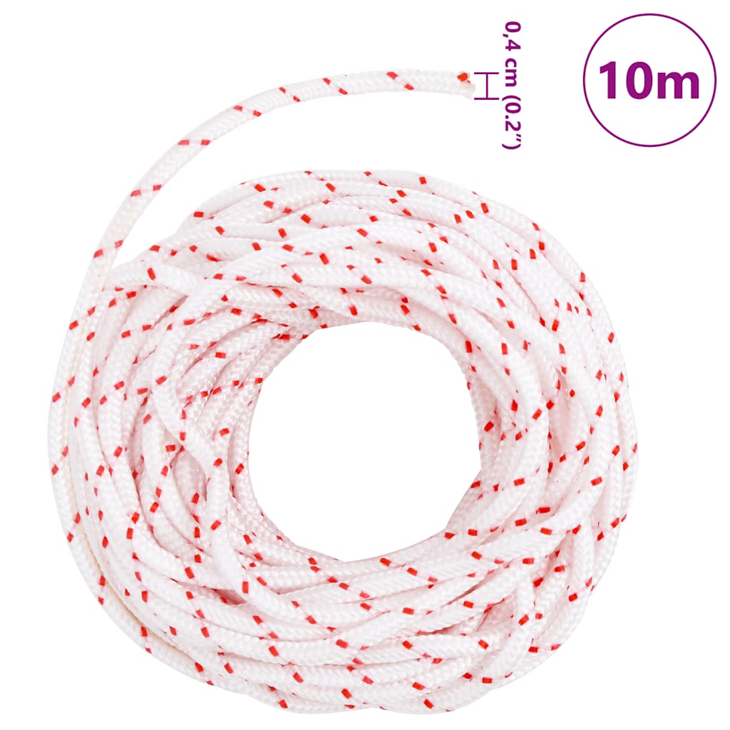 Startsnoren hvit og rød Ø4 mm 10 m nylon