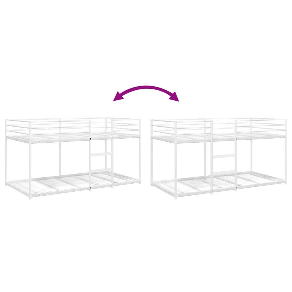 Køyeseng uten madrass hvit 75x190 cm stål