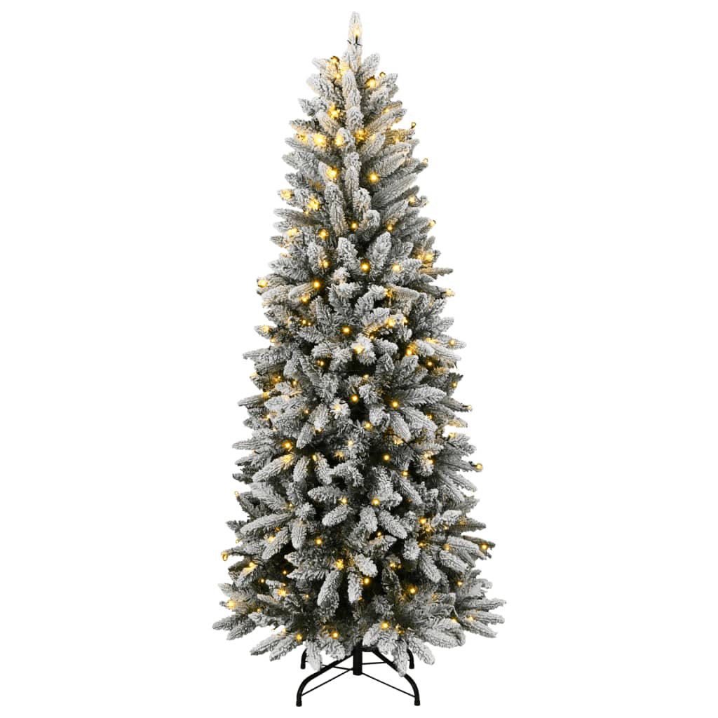 Kunstig juletre med 150 LED og flokket snø 120 cm