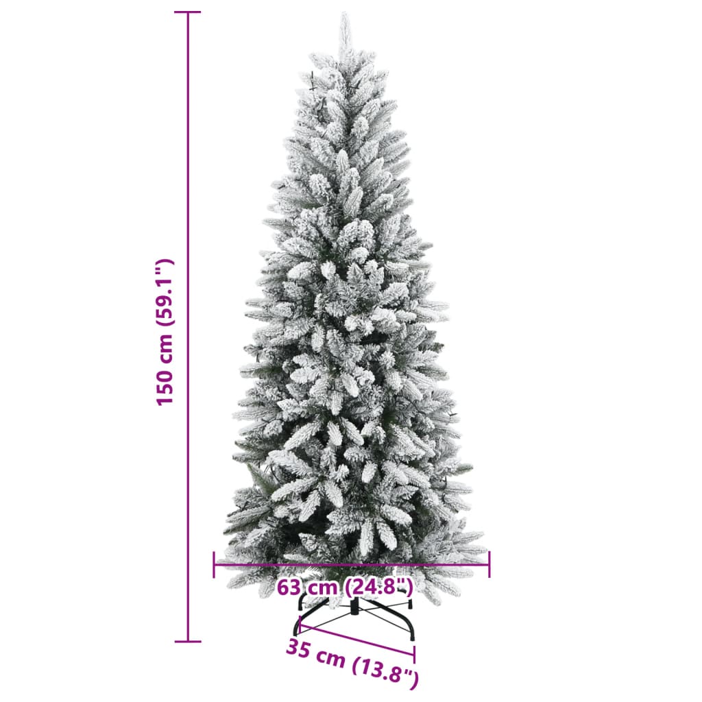 Kunstig juletre med 150 LED og flokket snø 150 cm