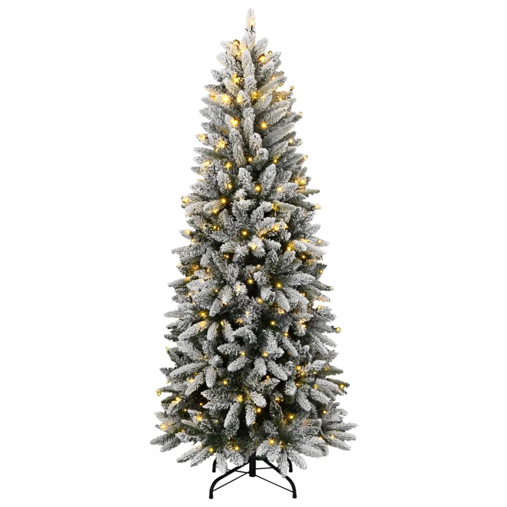 Kunstig juletre med 300 LED og flokket snø 180 cm