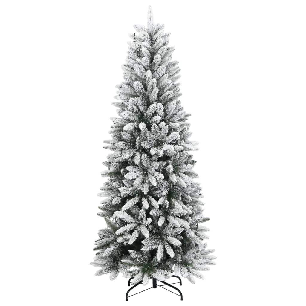 Kunstig juletre med 300 LED flokket snø slankt 210 cm