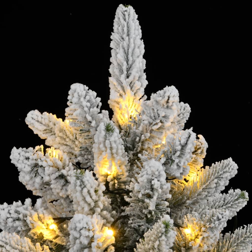 Kunstig juletre med 300 LED flokket snø slankt 210 cm