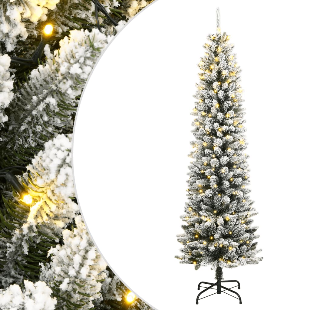 Kunstig juletre med 150 LED og flokket snø 120 cm