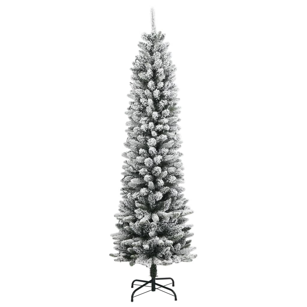 Kunstig juletre med 300 LED flokket snø slankt 210 cm