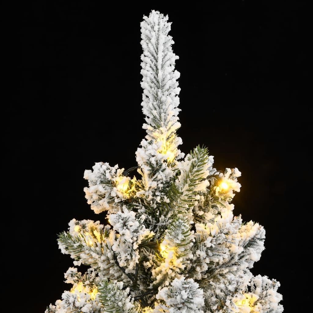 Kunstig juletre med 300 LED flokket snø slankt 210 cm