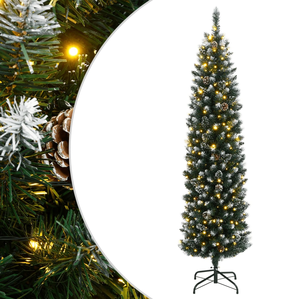 Kunstig slankt juletre med 150 LED 120 cm