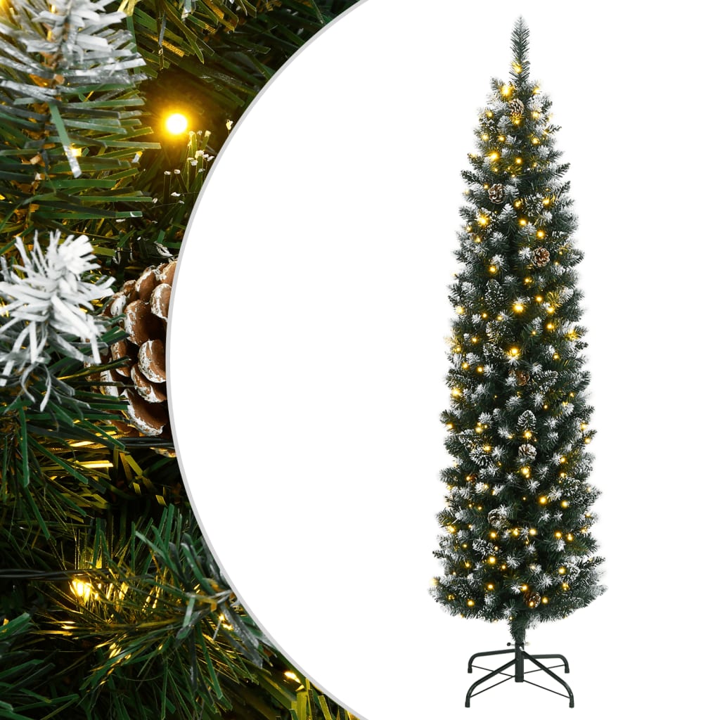 Kunstig slankt juletre med 150 LED 150 cm