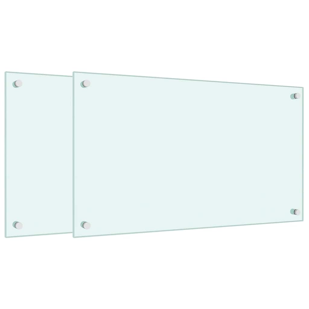 Kjøkkenplater 2 stk hvit 70x40 cm herdet glass