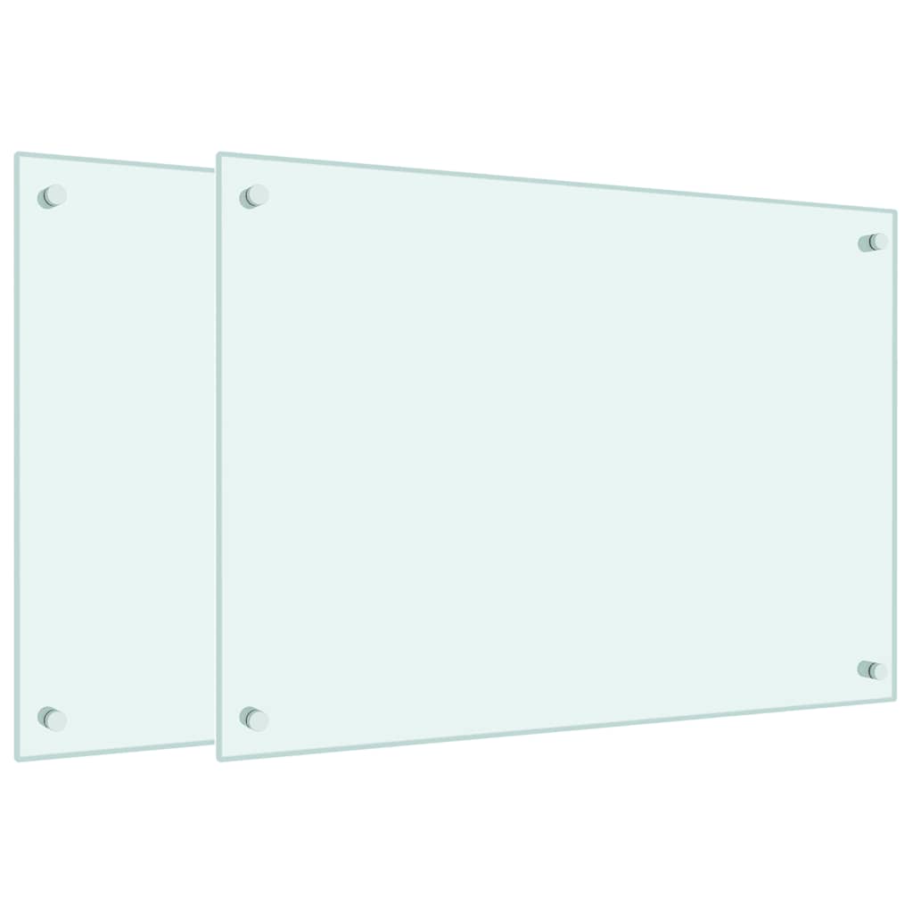 Kjøkkenplater 2 stk hvit 70x50 cm herdet glass