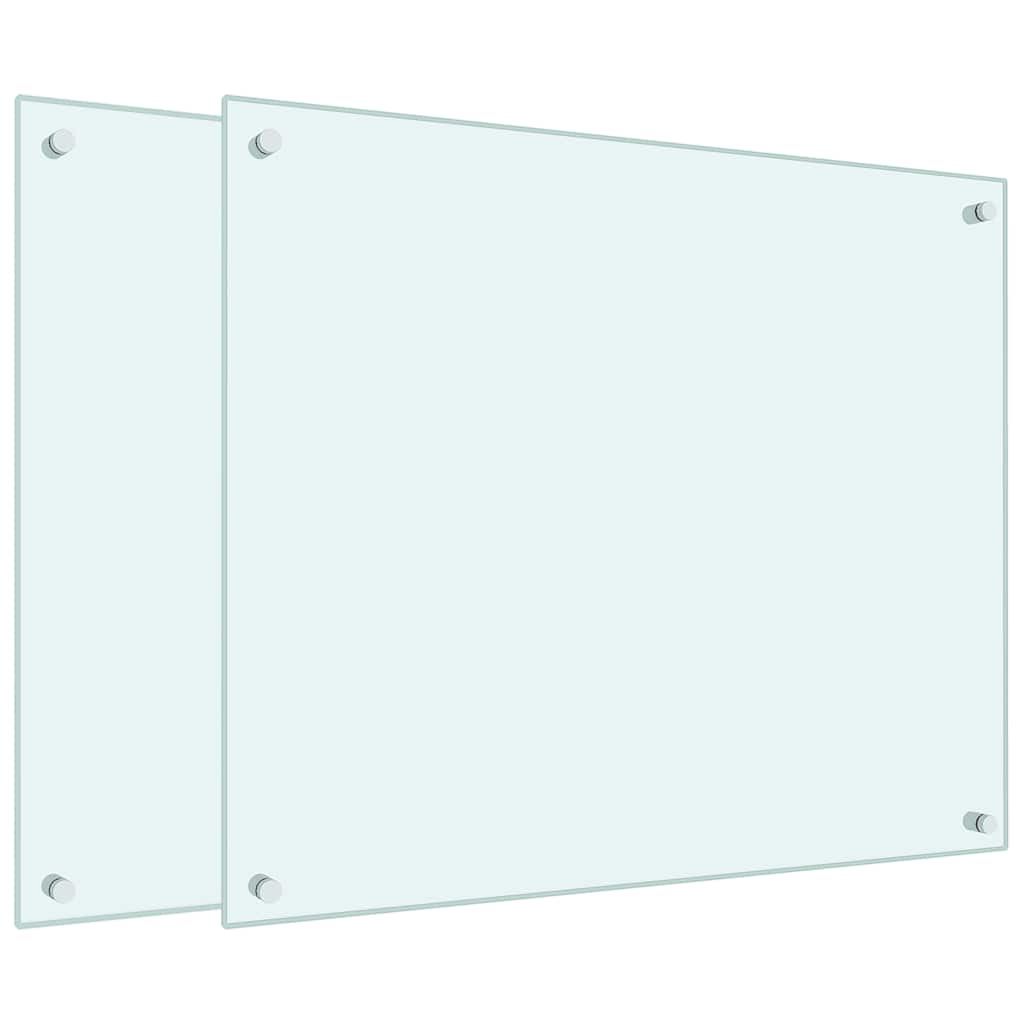 Kjøkkenplater 2 stk hvit 70x60 cm herdet glass