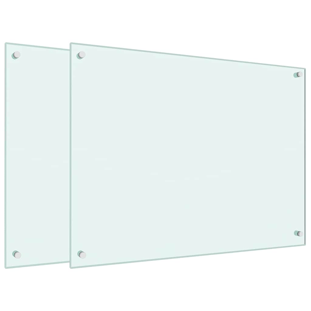 Kjøkkenplater 2 stk hvit 80x60 cm herdet glass