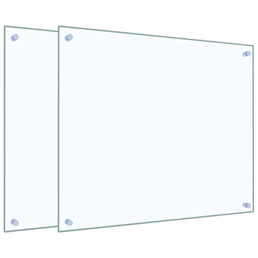 Kjøkkenplater 2 stk gjennomsiktig 70x60 cm herdet glass