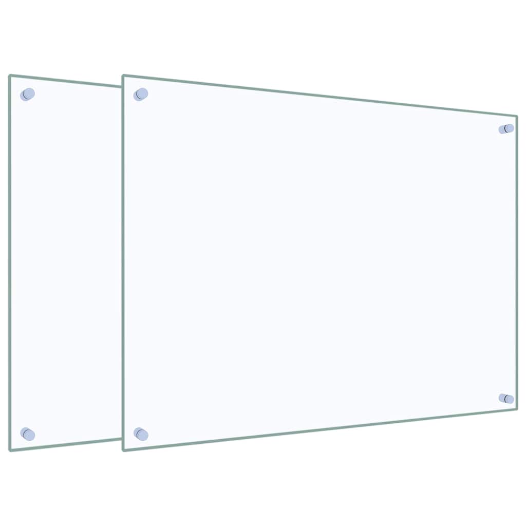 Kjøkkenplater 2 stk gjennomsiktig 80x60 cm herdet glass