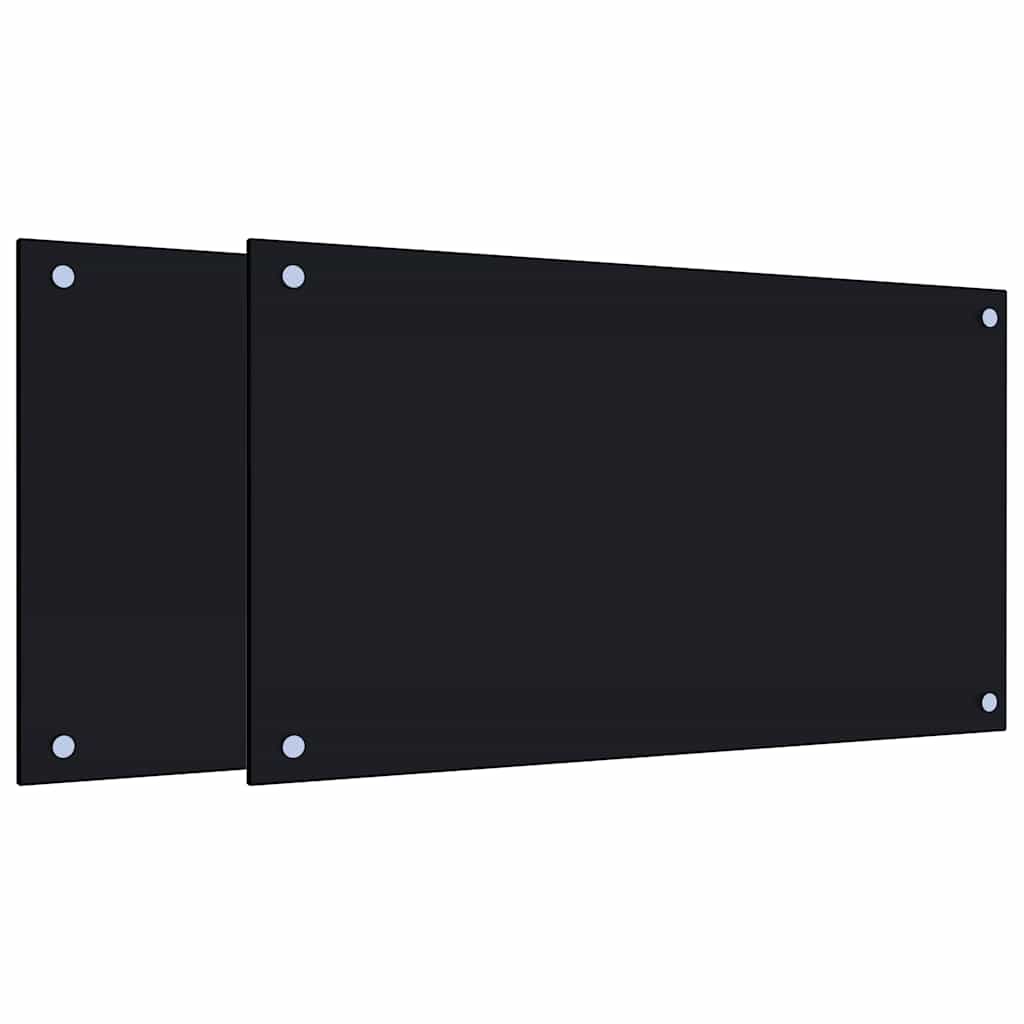 Kjøkkenplater 2 stk svart 70x40 cm herdet glass