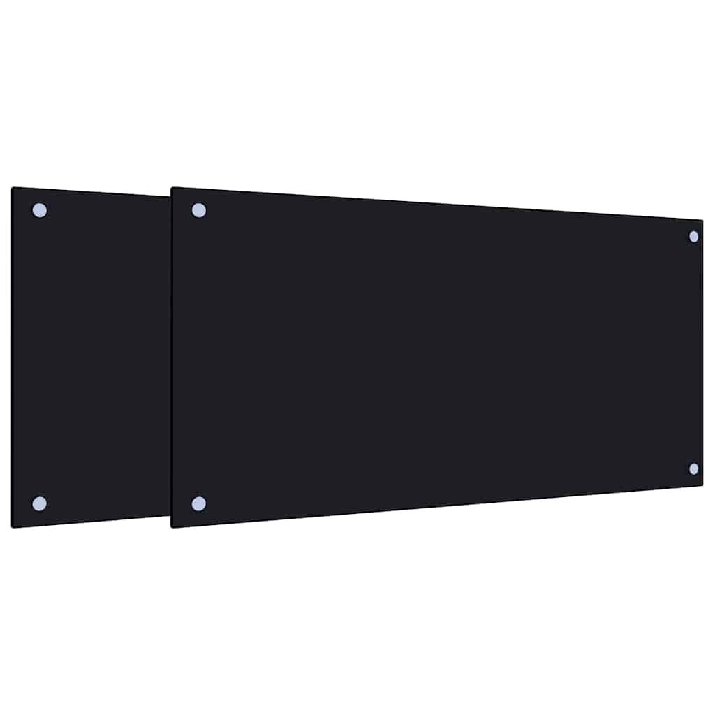 Kjøkkenplater 2 stk svart 80x40 cm herdet glass