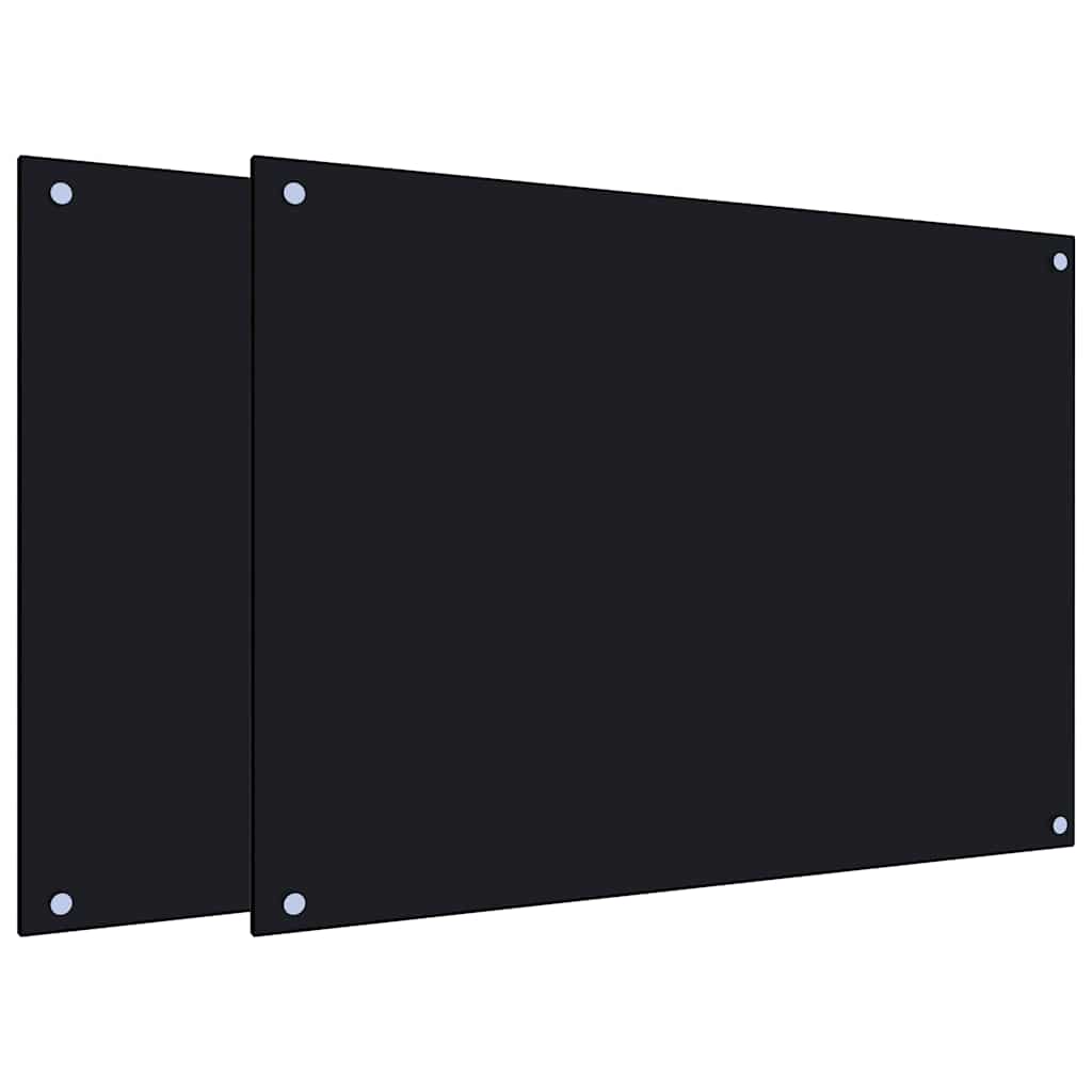 Kjøkkenplater 2 stk svart 80x60 cm herdet glass