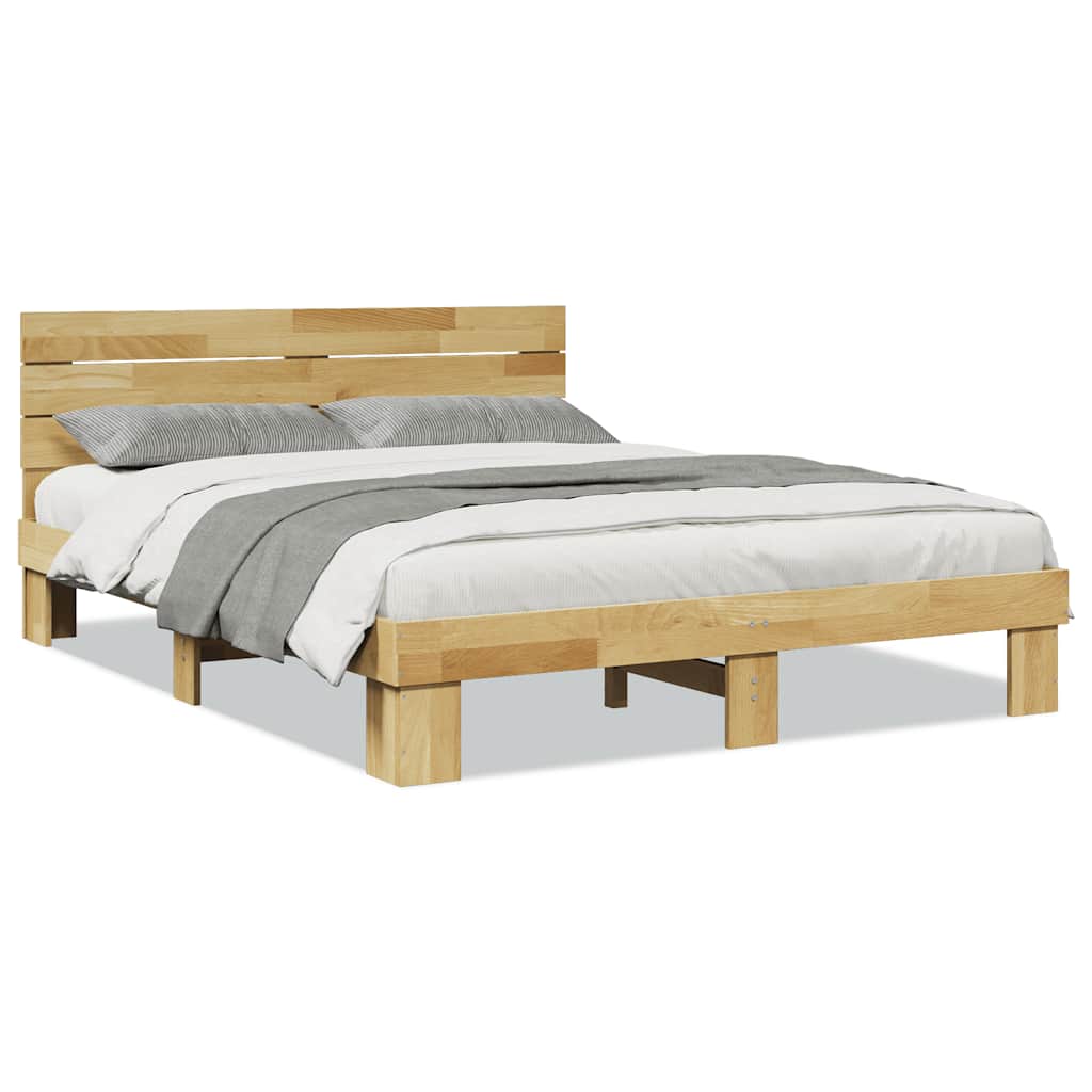 Sengeramme med sengegavl uten madrass 135x190 cm Heltre Eik