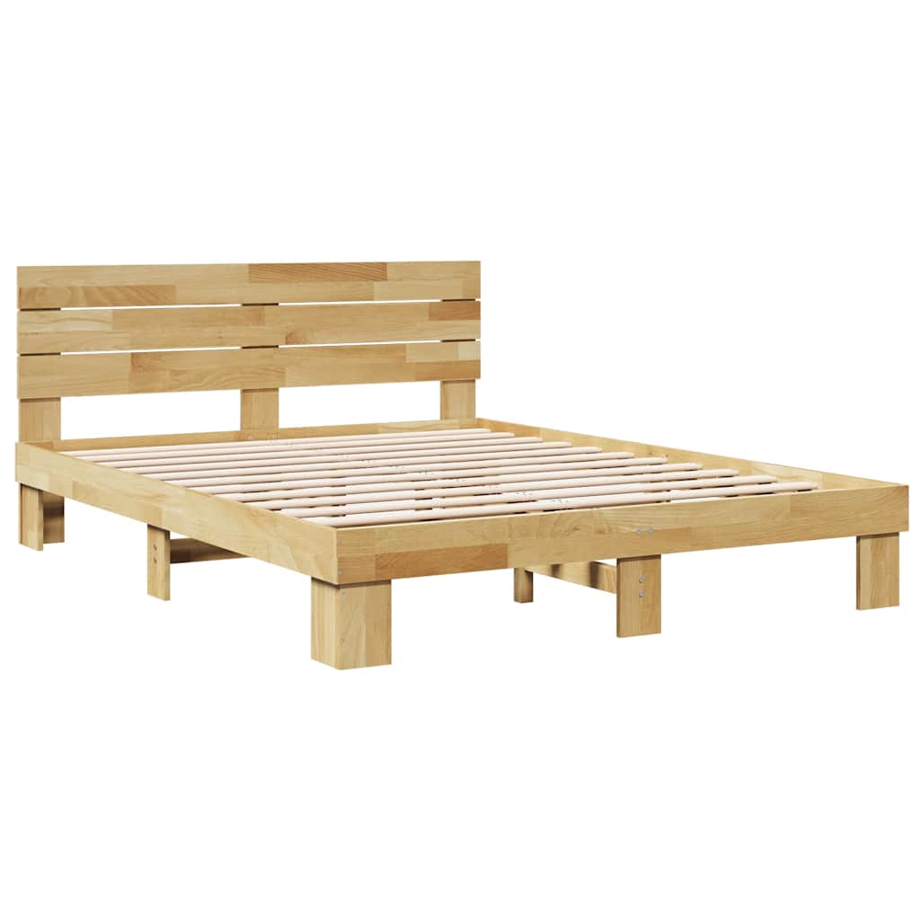 Sengeramme med sengegavl uten madrass 135x190 cm Heltre Eik