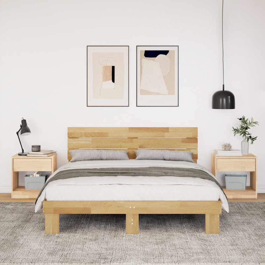 Sengeramme med sengegavl uten madrass 135x190 cm Heltre Eik
