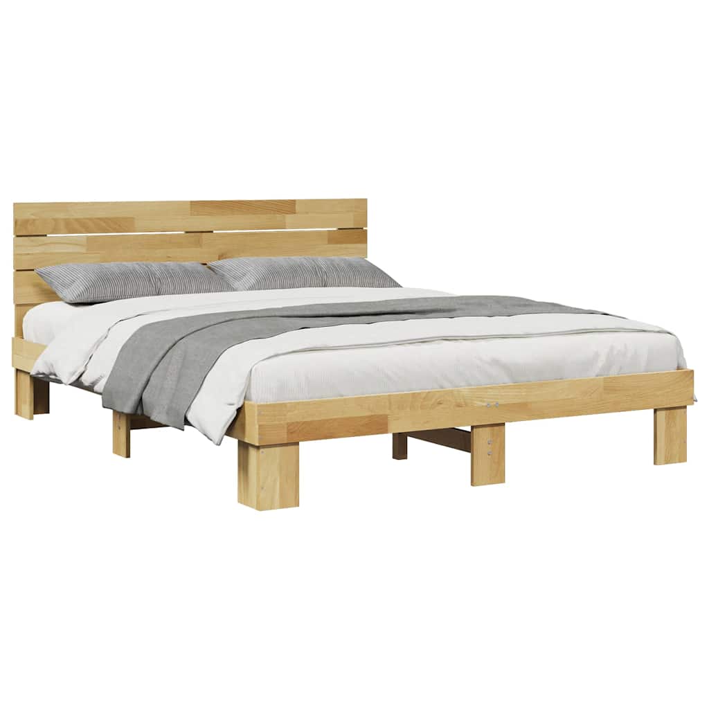 Sengeramme med sengegavl uten madrass 135x190 cm Heltre Eik