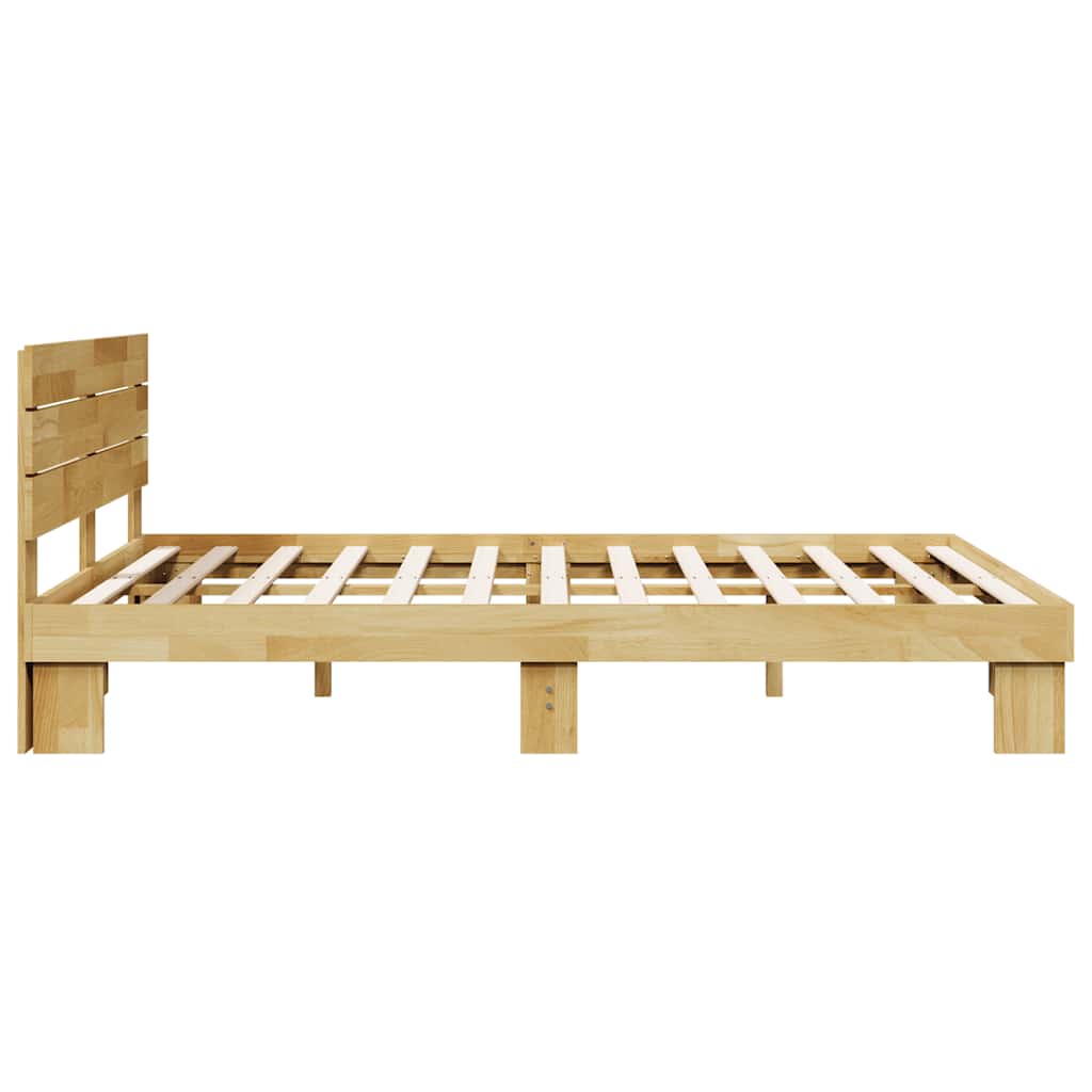 Sengeramme med sengegavl uten madrass 135x190 cm Heltre Eik
