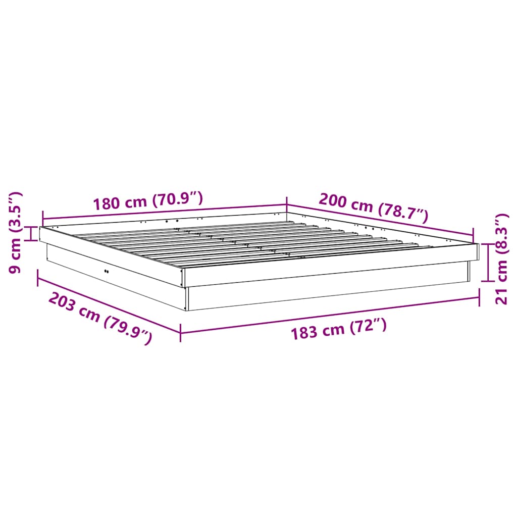 Sengeramme uten Madrass 180x200 cm Heltre Eik
