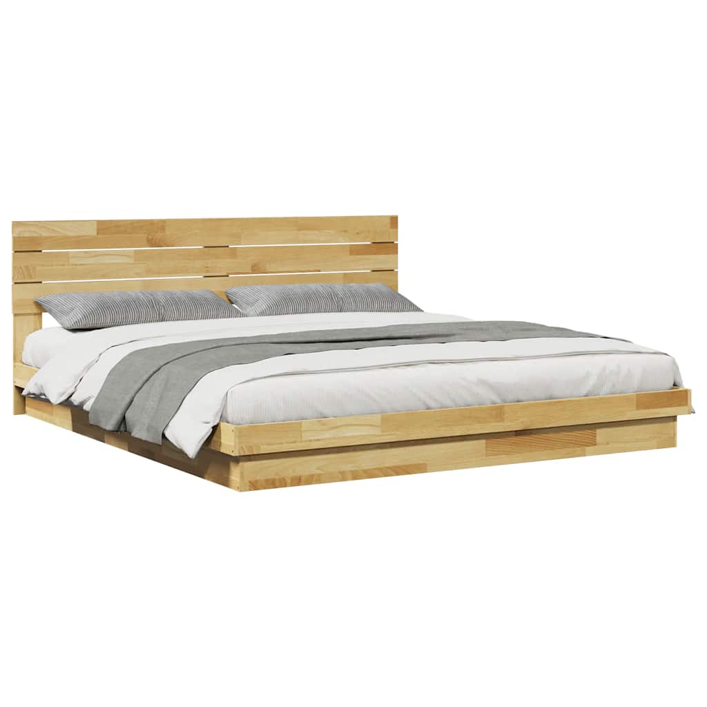 Sengeramme med sengegavl uten madrass 180x200 cm Heltre Eik