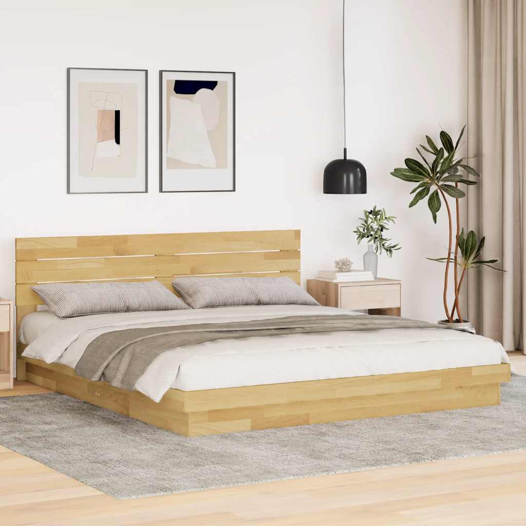 Sengeramme med sengegavl uten madrass 180x200 cm Heltre Eik