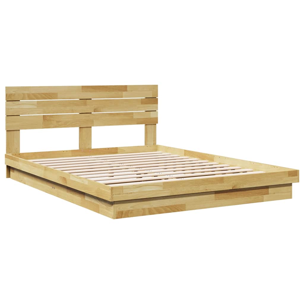 Sengeramme med sengegavl uten madrass 160x200 cm Heltre Eik