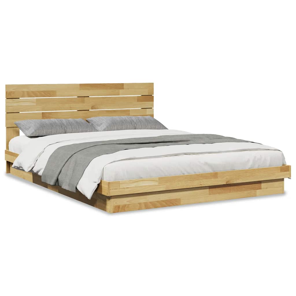 Sengeramme med sengegavl uten madrass 150x200 cm Heltre Eik