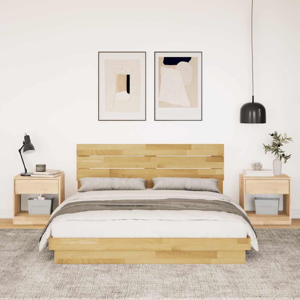 Sengeramme med sengegavl uten madrass 150x200 cm Heltre Eik