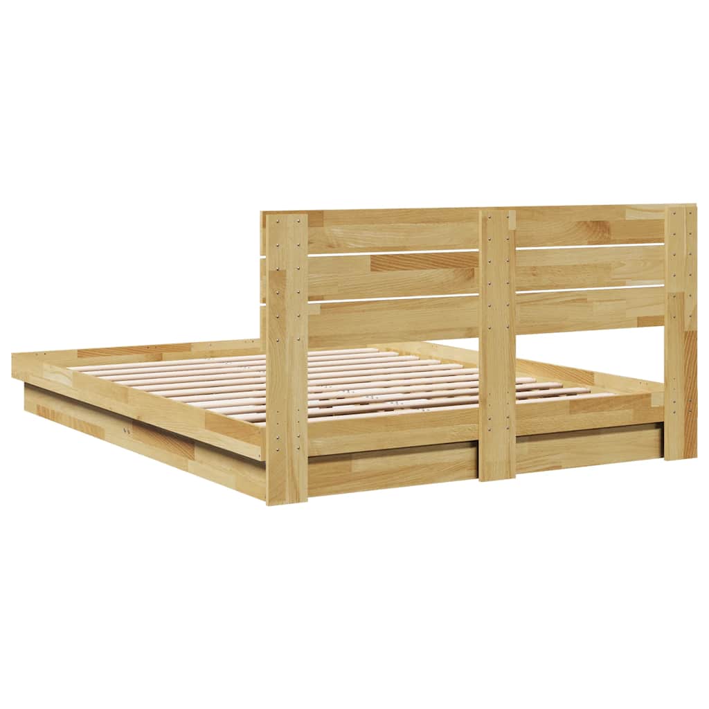 Sengeramme med sengegavl uten madrass 150x200 cm Heltre Eik