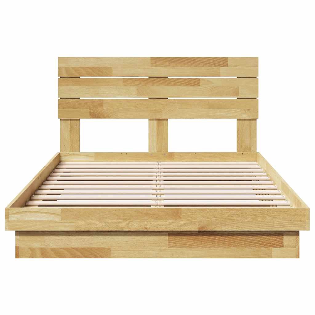 Sengeramme med sengegavl uten madrass 120x200 cm Heltre Eik