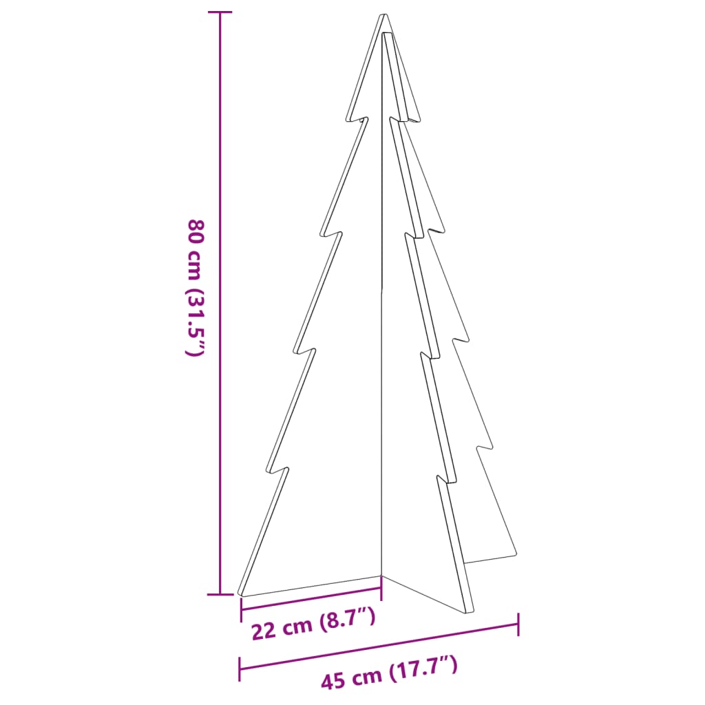 Juletre av tre til pynt 80 cm heltre furu