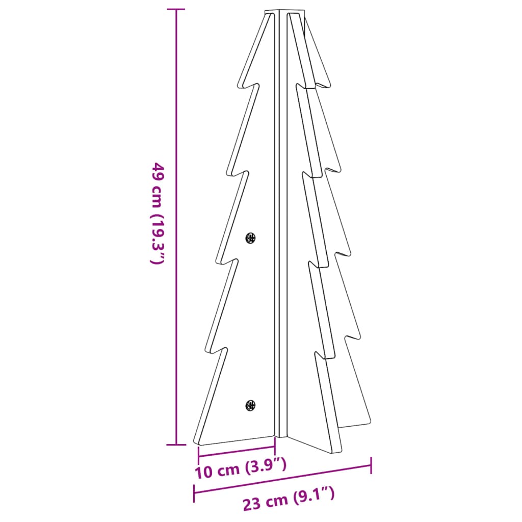 Juletre av tre til pynt 49 cm heltre furu