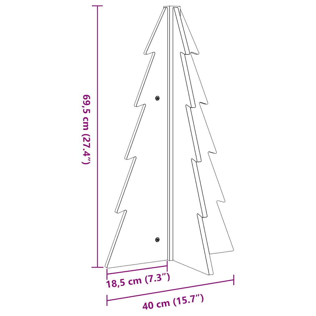 Juletre av tre til pynt voksbrun 69,5 cm heltre furu