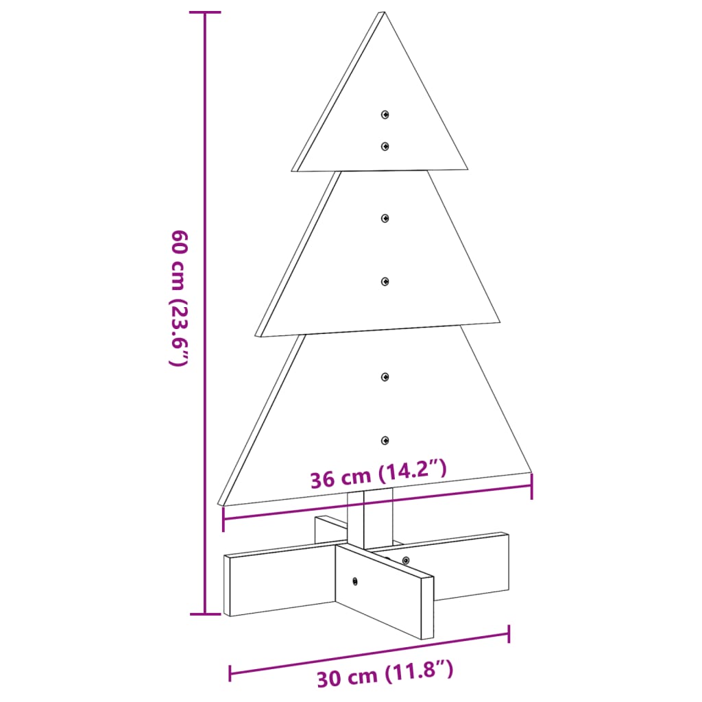 Juletre av tre til pynt 60 cm heltre furu