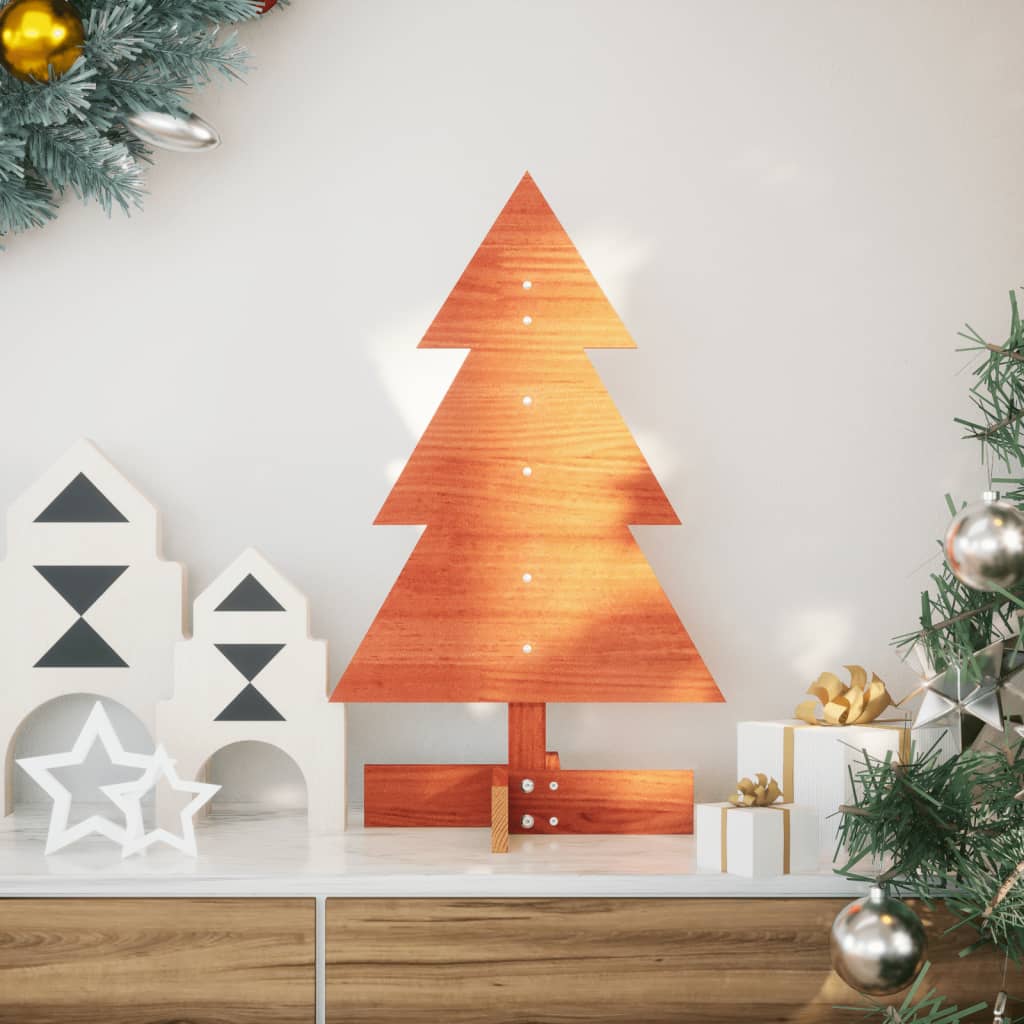 Juletre av tre til pynt voksbrun 60 cm heltre furu vidaXL