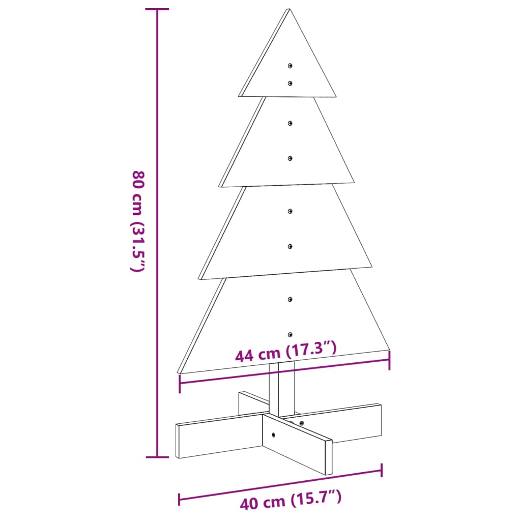 Juletre av tre til pynt 80 cm heltre furu