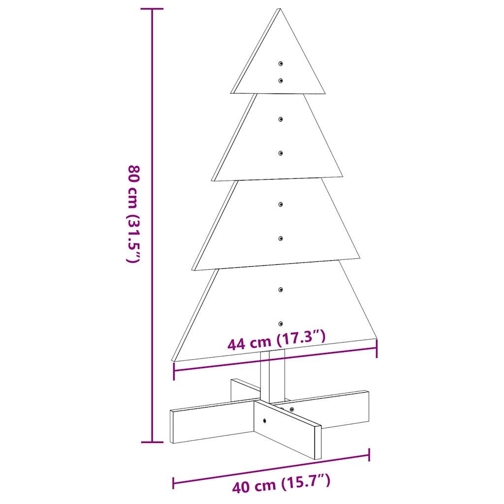 Juletre av tre til pynt voksbrun 80 cm heltre furu