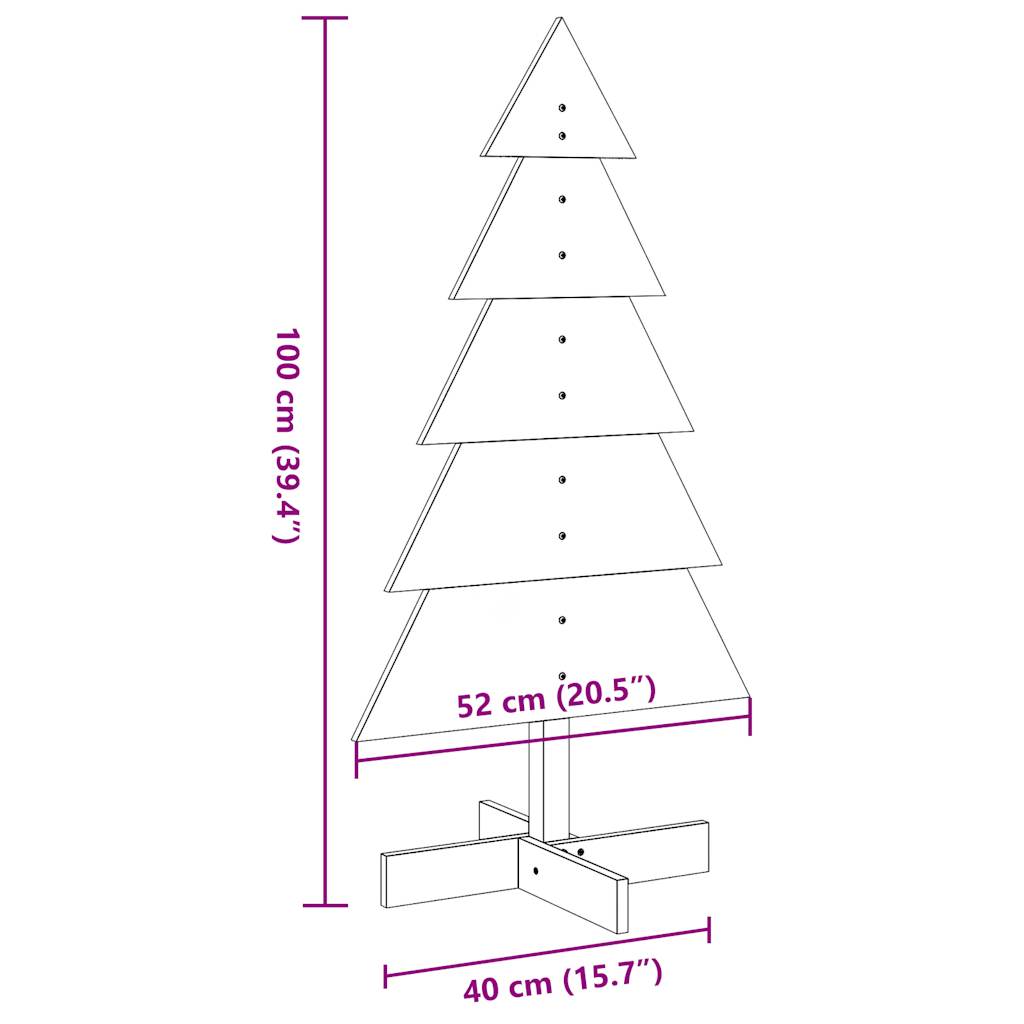Juletre av tre til pynt voksbrun 100 cm heltre furu